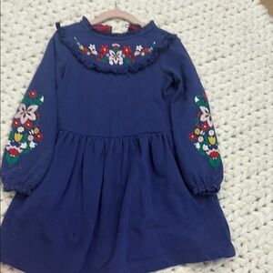 Biden Floral Embroidered Blue Kids Dress
